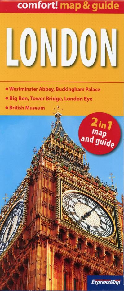 London 1 : 20 000: ExpressMap. Inset map of Greenwich, Hampton Court and Kew, underground map. Guide: most atrractive sights