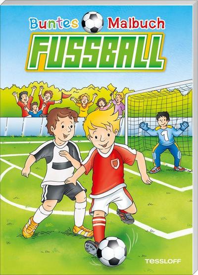 Buntes Malbuch Fußball  Training, Spiel, Fans und Pokale  Malbücher und -blöcke  Ill. v. Lohr, Stefan  Deutsch  Jede 2. Seite farbig koloriert!