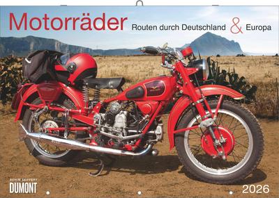 Motorräder & Routen 2026 - Broschürenkalender - mit Schulferientabelle - Format 42 x 29 cm