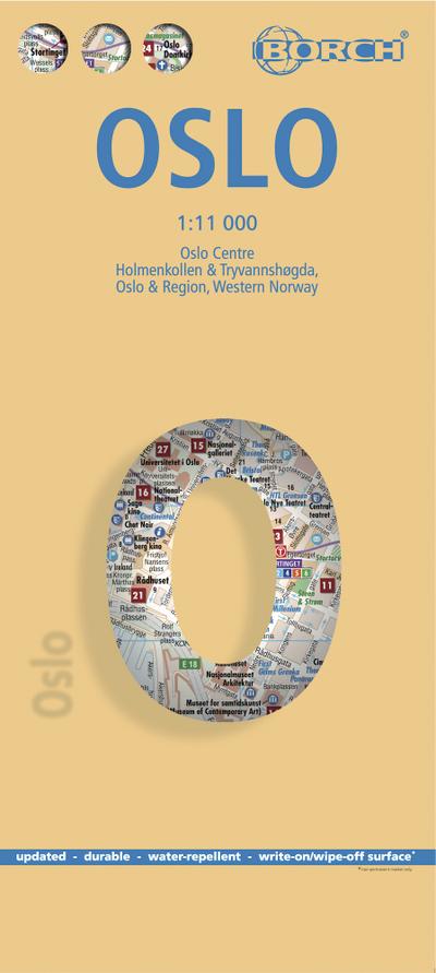 Oslo, Borch Map: Oslo Centre, Holmenkollen & Tryvannshogda, Oslo & Region, Vest-Norge (Borch Maps)