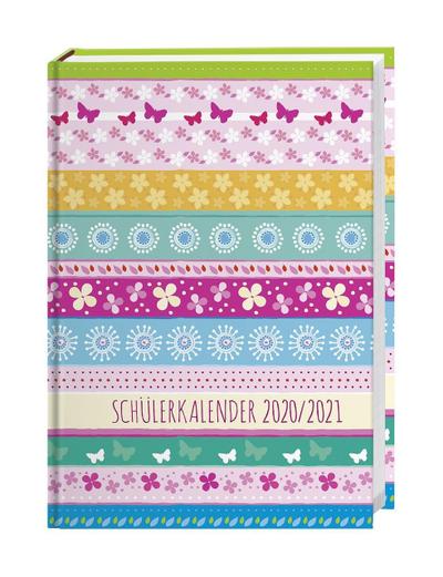 Streifen Floral Schülerkalender A5: Von August 2019 bis Dezember 2020. Taschenkalender 2020. 17-Monate Wochenkalendarium. gebunden. Format 15,2 x 21,5 cm
