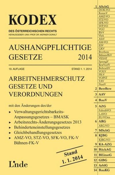 Aushangpflichtige Gesetze 2014 (f. Österreich)