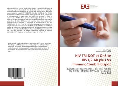 HIV TRI-DOT et OnSite HIV1/2 Ab plus Vs ImmunoComb II bispot: Évaluation de la performance des tests rapides HIV TRI-DOT et OnSite HIV  Ab Plus Combo Rapid Test