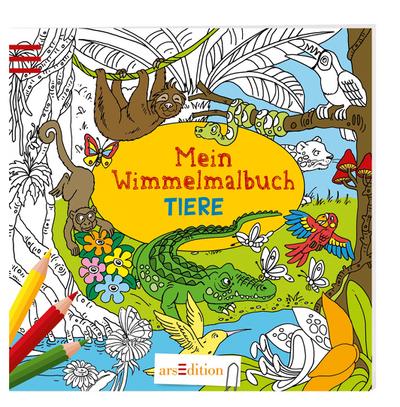 Mein Wimmelmalbuch Tiere