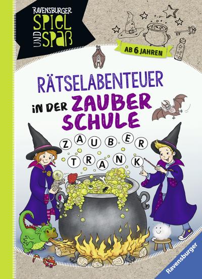 Rätselabenteuer in der Zauberschule  Ravensburger Spiel und Spaß  Ill. v. Dölling, Andrea  Deutsch  durchg. farb. Ill.  Achtung. Nicht für Kinder unter 36 Monaten geeignet. Erstickungsgefahr wegen verschluckbarer Kleinteile.