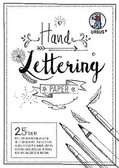 URSUS 24924601 Handlettering Paper, Block mit 25 Blatt Tonkarton 200 g/qm DIN A4, zum individuellen Gestalten, weiß