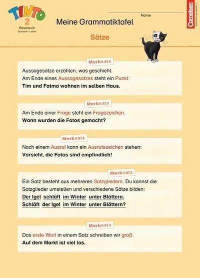 Tinto Sprachlesebuch 2-4 - Ausgabe 2007: 2. Schuljahr: Grüne JÜL-Ausgabe - Grammatiktafel: 10 Stück im Beutel