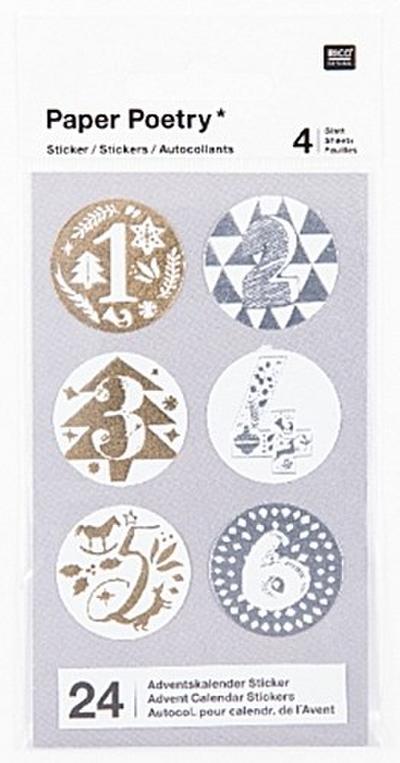 Paper Poetry Sticker Adventskalender Gold-Silber