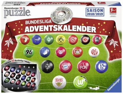 Adventskalender Bundesliga 2018/2019  Erlebe Puzzeln in der 3. Dimension  Deutsch  Achtung. Nicht für Kinder unter 36 Monaten geeignet. Erstickungsgefahr wegen verschluckbarer Kleinteile.