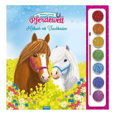 Malbuch mit Tuschkasten Meine bunte Pferdewelt: mit Glitzerfarben und Pinsel