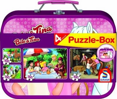 Bibi & Tina, 2 x 100, 2 x 150 Puzzle Teile im Metallkoffer