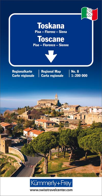 Toskana Regionalkarte Italien Nr. 8: 1:200 000,Pisa-Florenz-Siena (Kümmerly+Frey Reisekarten)