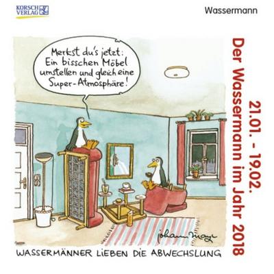 Wassermann Mini 2018: Sternzeichenkalender-Cartoon - Minikalender im praktischen quadratischen Format 10 x 10 cm.