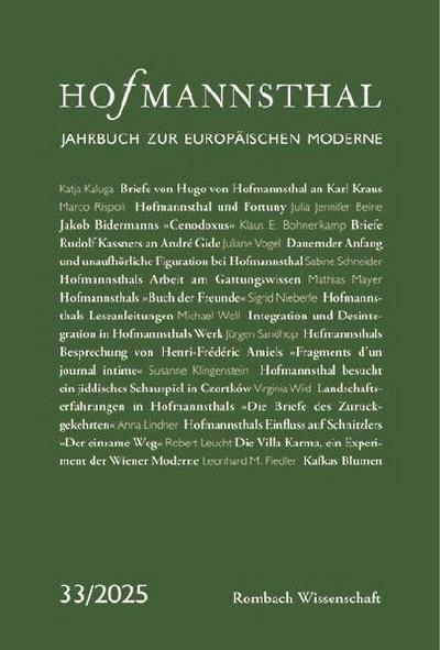 Hofmannsthal. Jahrbuch zur europäischen Moderne 33 | 2025