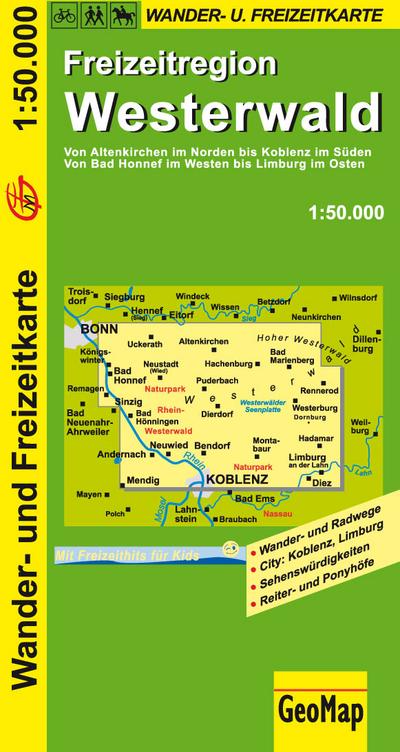 Freizeitregion Westerwald 1 : 50 000. Rad- und Freizeitkarte