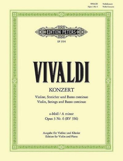 VIVALDI - Concierto en La menor (RV356) (F.I/176) Op.3 nº 6 para Violin y Piano (Kuchler)