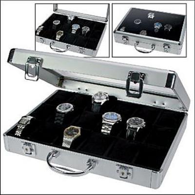 SAFE 266-3 ALU Uhrenaufbewahrungsbox Herren mit 18 Uhren-Schmuckhalter in schwarzem Samt - abschließbare Uhren Box mit Glasdeckel und abnehmbaren Uhrenkissen