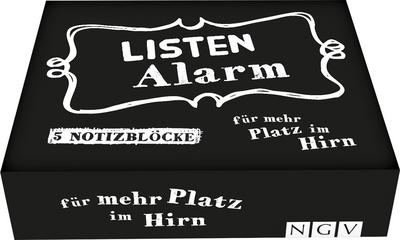 Listenalarm - Die Zettelbox für mehr Platz im Gehirn: 5 cool gestaltete Notizblöcke mit je 60 Blatt