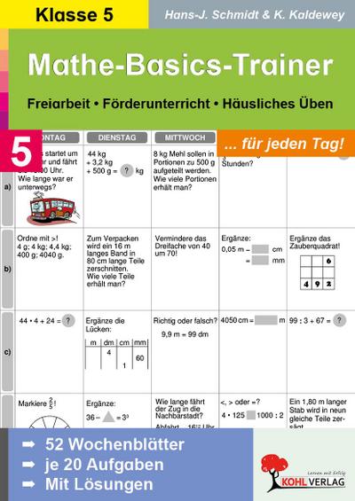 Mathe-Basics-Trainer / 5. Schuljahr Für jeden Tag!