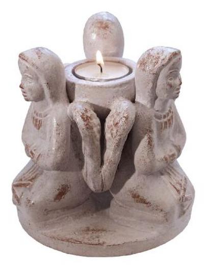 3 Engel im Kreis Terracotta, Teelichthalter