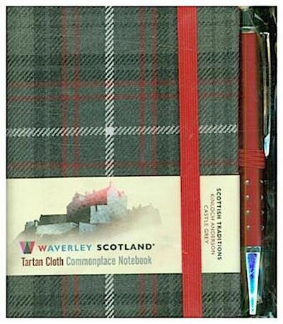 CASTLE GREY Tartan, Waverley Scotland, Mini Notizbuch mit Stift 10,5 x 7,5 cm