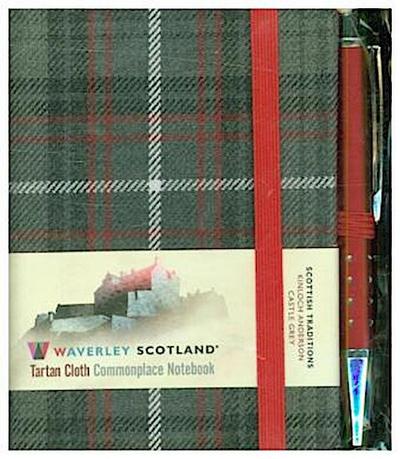 CASTLE GREY Tartan, Waverley Scotland, Mini Notizbuch mit Stift 10,5 x 7,5 cm