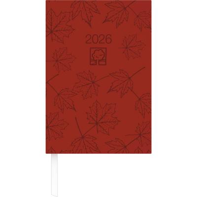Buchkalender rot 2026 - Bürokalender 14,5x21 cm - 1 Tag auf 1 Seite - Kartoneinband, Recyclingpapier - Stundeneinteilung 7 - 19 Uhr - 876-0711