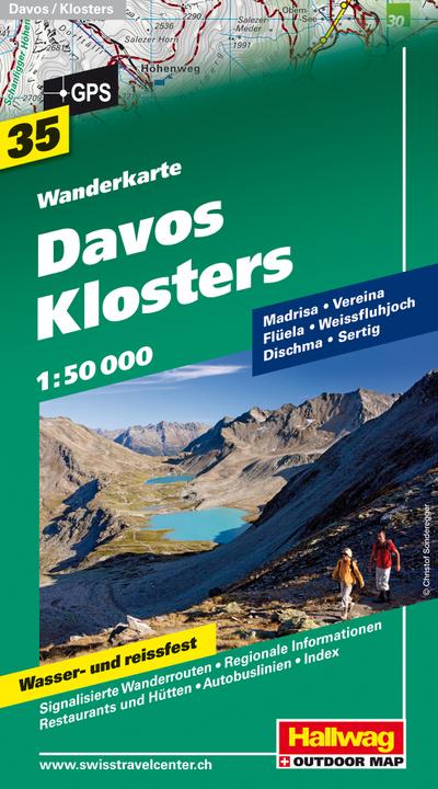 Wanderkarte Davos - Klosters 1:50 000, Bl. 35, wasser- und reißfest (Hallwag Wanderkarten)