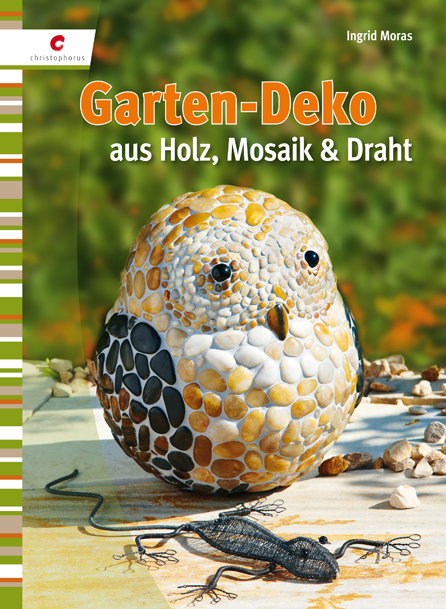 Garten-Deko aus Holz, Mosaik und Draht