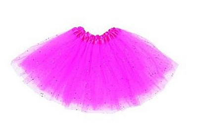 Kindertüllrock Tüllrock mit Glitzer in verschiedenen Farben in Einheitsgröße für Fasching Karneval Party Pink