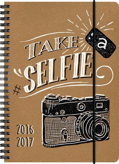 Brunnen Schülerkalender Selfie/Kamera - Format: A5 - 2016/2017 - Ringbindung/Spiralbindung - mit Gummizug - Papp-Einband