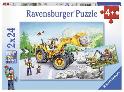 Bagger und Waldtraktor. Puzzle 2 x 24 Teile