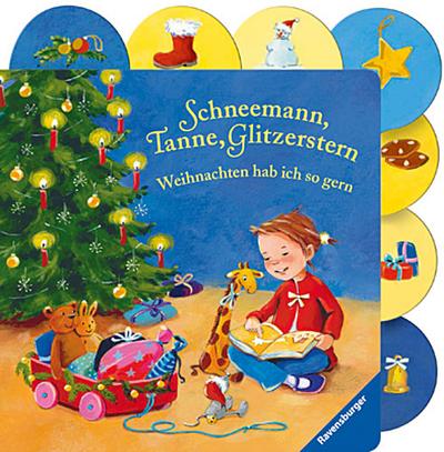 Schneemann, Tanne, Glitzerstern - Weihnachten hab ich so gern