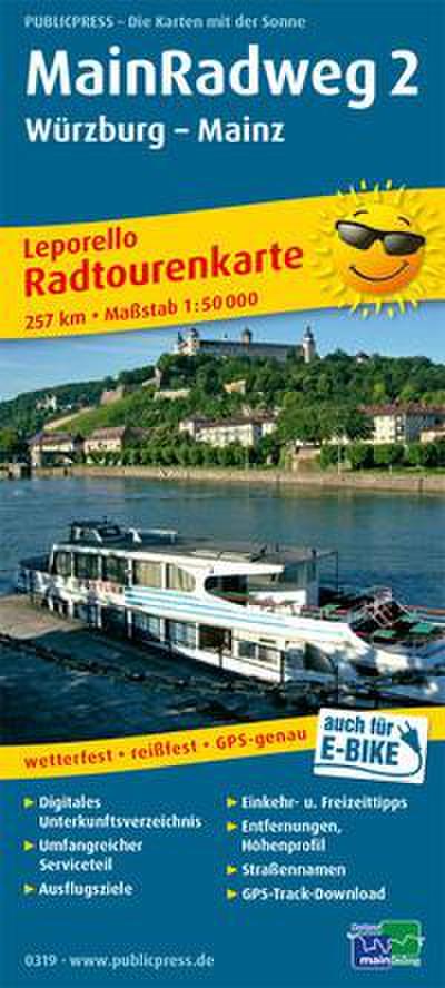 MainRadweg 2, Würzburg - Mainz: Leporello Radtourenkarte mit Ausflugszielen, Einkehr- & Freizeittipps, wetterfest, reissfest, abwischbar, GPS-genau. 1:50000 (Leporello Radtourenkarte / LEP-RK)