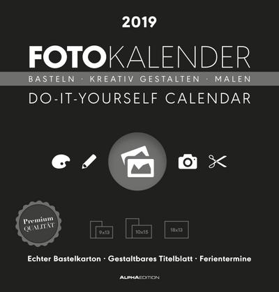 Foto-Bastelkalender schwarz 2019 - Bastelkalender / Do it yourself calendar (21 x 22) - datiert - Kreativkalender