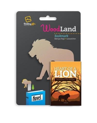 Woodland Lesezeichen Lion - Löwe: Einstecklesezeichen Tiermotiv Holzoptik