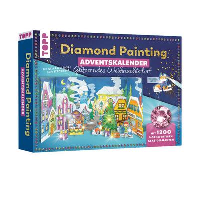 Diamond Painting Adventskalender Glitzerndes Weihnachtsdorf. Mit Material und Werkzeug für 24 Aufsteller