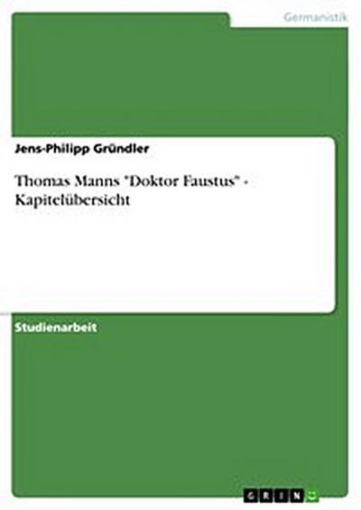 Thomas Manns "Doktor Faustus" - Kapitelübersicht