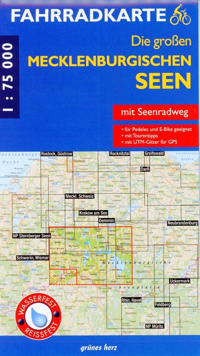 Fahrradkarte Die großen Mecklenburgischen Seen 1:75 000