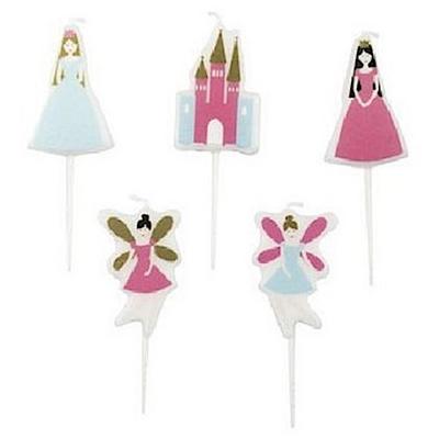 Rico Design Kuchen-Kerzen Set für den Geburtstagskuchen bei dem Kindergeburtstag Prinzessin Party verschiedene Motive 5 Stück
