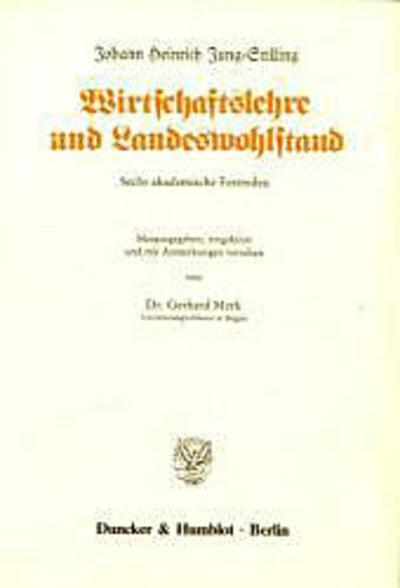 Wirtschaftslehre und Landeswohlstand.