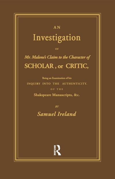 Investigation into Mr. Malone’s Claim to Charter of Scholar