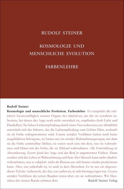 Kosmologie und menschliche Evolution. Farbenlehre