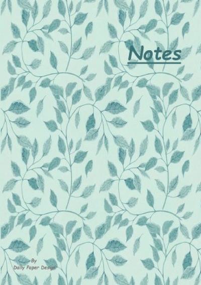 Notizbuch A5 dotted [Blue Leaves - Blaue Blätter] Softcover von Daily Paper Design | 80 Seiten | als Tagebuch, Bullet Journal, Notizheft | FSC-zertifiziert & aus nachhaltiger und umweltschonender Forstwirtschaft