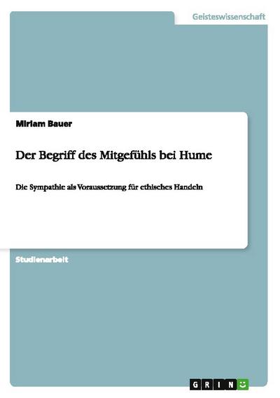 Der Begriff des Mitgefühls bei Hume