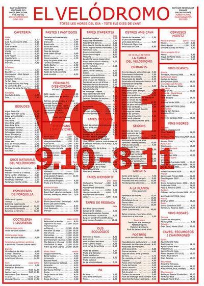 Les cartes del bar Velódromo