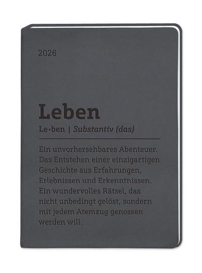Terminplaner Lederlook 2026 Schwarz