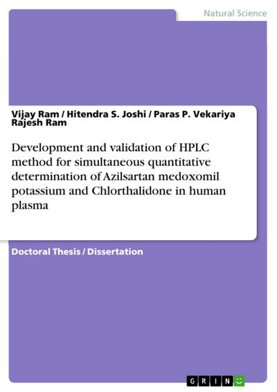 Development and validation of HPLC method for simultaneous quantitative determination of Azilsartan medoxomil potassium and Chlorthalidone in human plasma