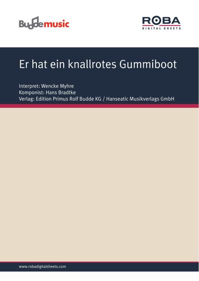 Er hat ein knallrotes Gummiboot