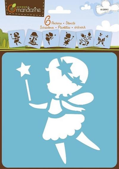 6 verschiedene Schablonen Feen 15x15cm